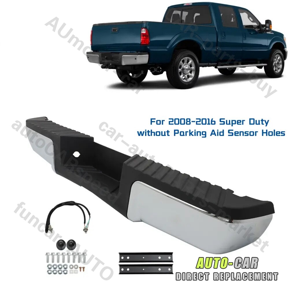 Chrome Steel Rear Step Bumper for 2008-2016 Ford F-250 F-350 F-450 Super Duty