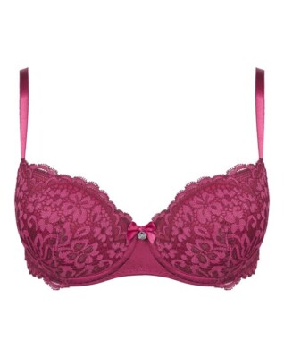 HUNKEMOLLER weinrot Spitze Bügel halbtransparent Vollschale ROSE Gr. 38DD NEU
