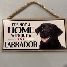Imagine This Wood Sign for Black Lab Dog Breeds EUC Rope String