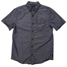 Roark Revival Shirt Mens Size M Short Sleeve Button Geometric Pocket Blue