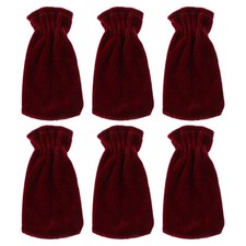 6Pcs Velvet Piano Pedal Covers Dark Red Protective Sleeves for Upright Piano