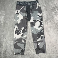 Nike Pro Combat Compression Pants Mens Large Gray Camo Dri Fit Tights Athletic