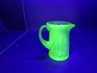 Vintage Crackle Uranium Glass Depression Pitcher / Gravy Cup