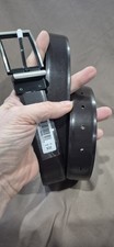 NWT Mens Belt Size 46 Reversible Black To Brown Black Silver Hardware Bonded NEW