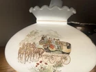 Vintage Student GWTW 11.5” Fitter Lamp Shade Milk Glass Stage Coach Scene
