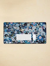 Large Desk Pad with Colorful Flowers and Skulls – Murakami Desk Mat Accessories