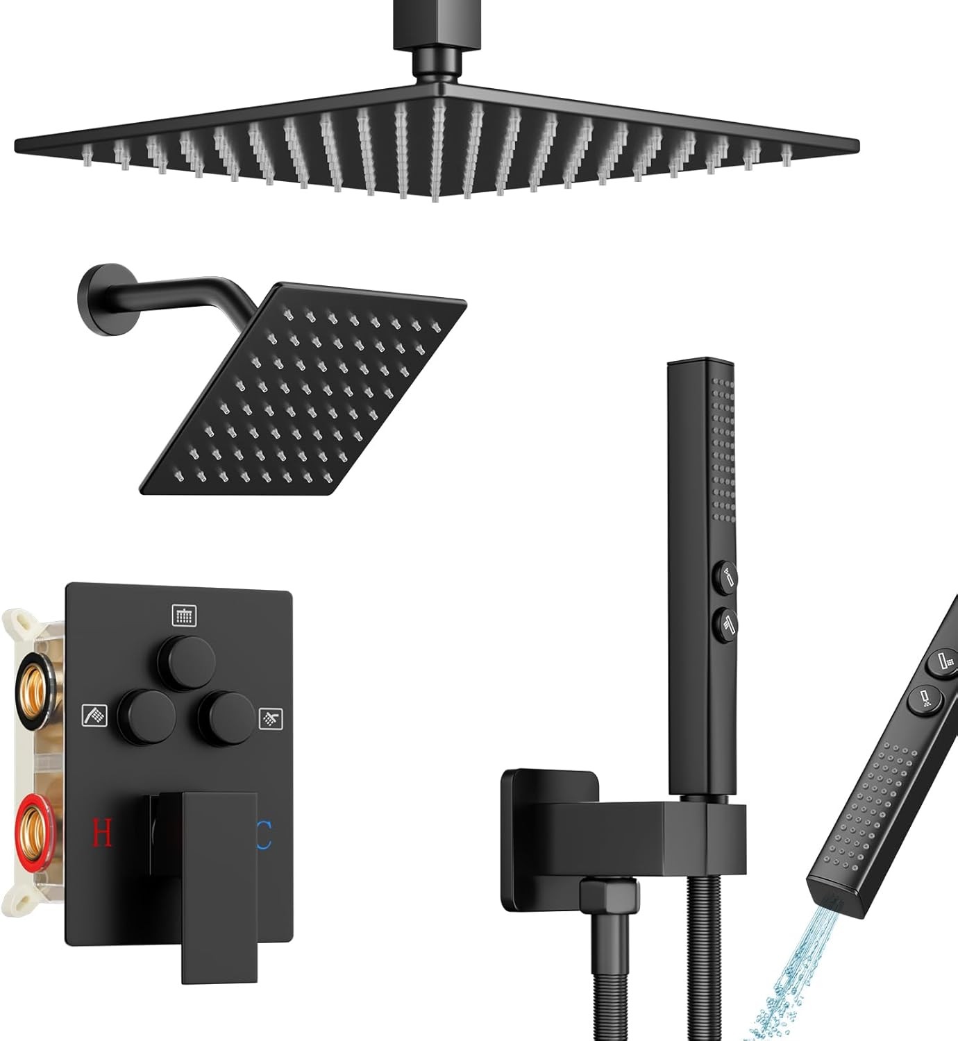 Shower Faucet Set - 10" Ceiling Mount Rain Shower System Bae