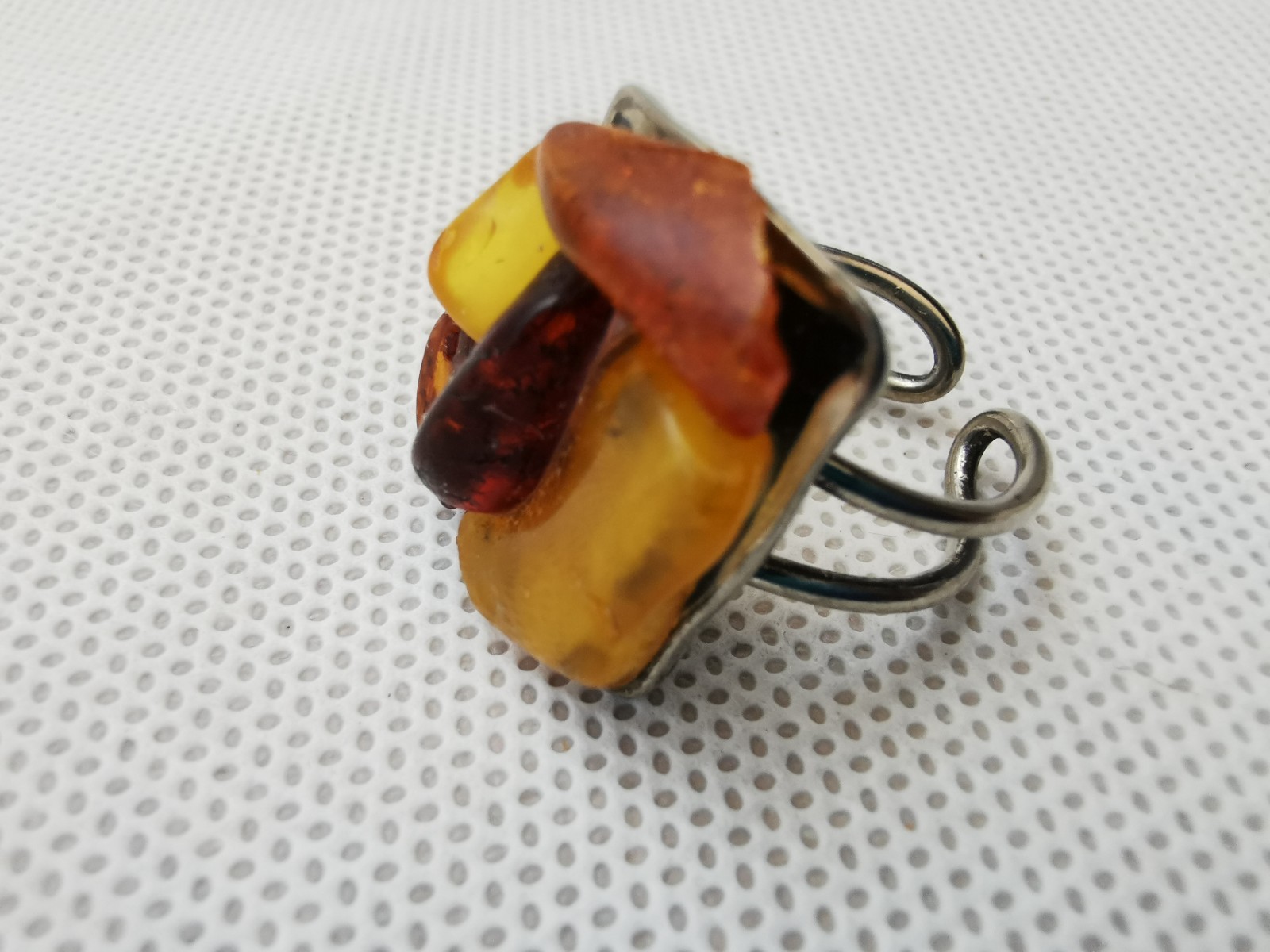 Handcrafted Baltic Amber Statement Ring Adjustabl… - image 1