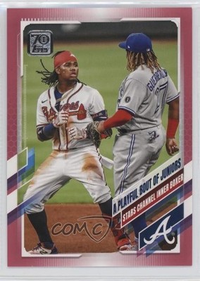 2021 Topps Mother's Day Hot Pink 27/50 Ronald Acuna Jr Vladimir Guerrero #61 0q3