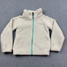 Columbia Jacket Girls 2XS XXS 4/5 Cream Sherpa Fleece Full Zip Fire Side Kids