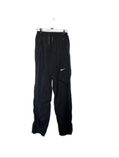 Nike Mens Black Embroidered Swoosh Windbreaker Nylon Track Pants Size Large