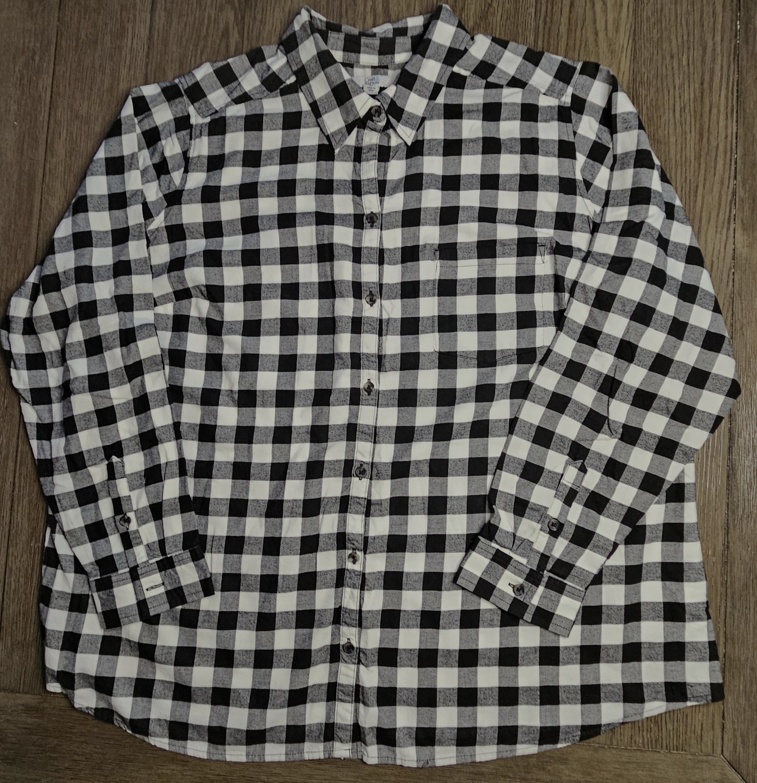Ladies Croft & Barrow Long Sleeve Plaid Soft Flannel Button Down Shirt Size 2X