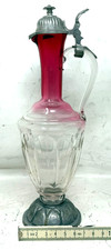 Karaffe Kristall Glas mit Zinn Deckel ALT H&ouml;he 24 cm 455 Gramm
