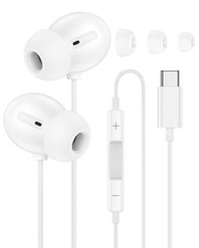 USB C Headphones for iPhone 17 16 15 Pro Max Plus Air iPad Pro, USB-C White