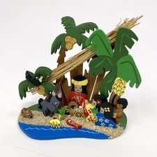 Emgee Hawaii Wooden Christmas Display Ornament Nativity Scene Palm Trees