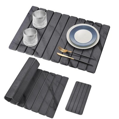 2 Stück große Stein Geschirr Trockenmatte für Küchentheke, 61L x 41B cm, Gary