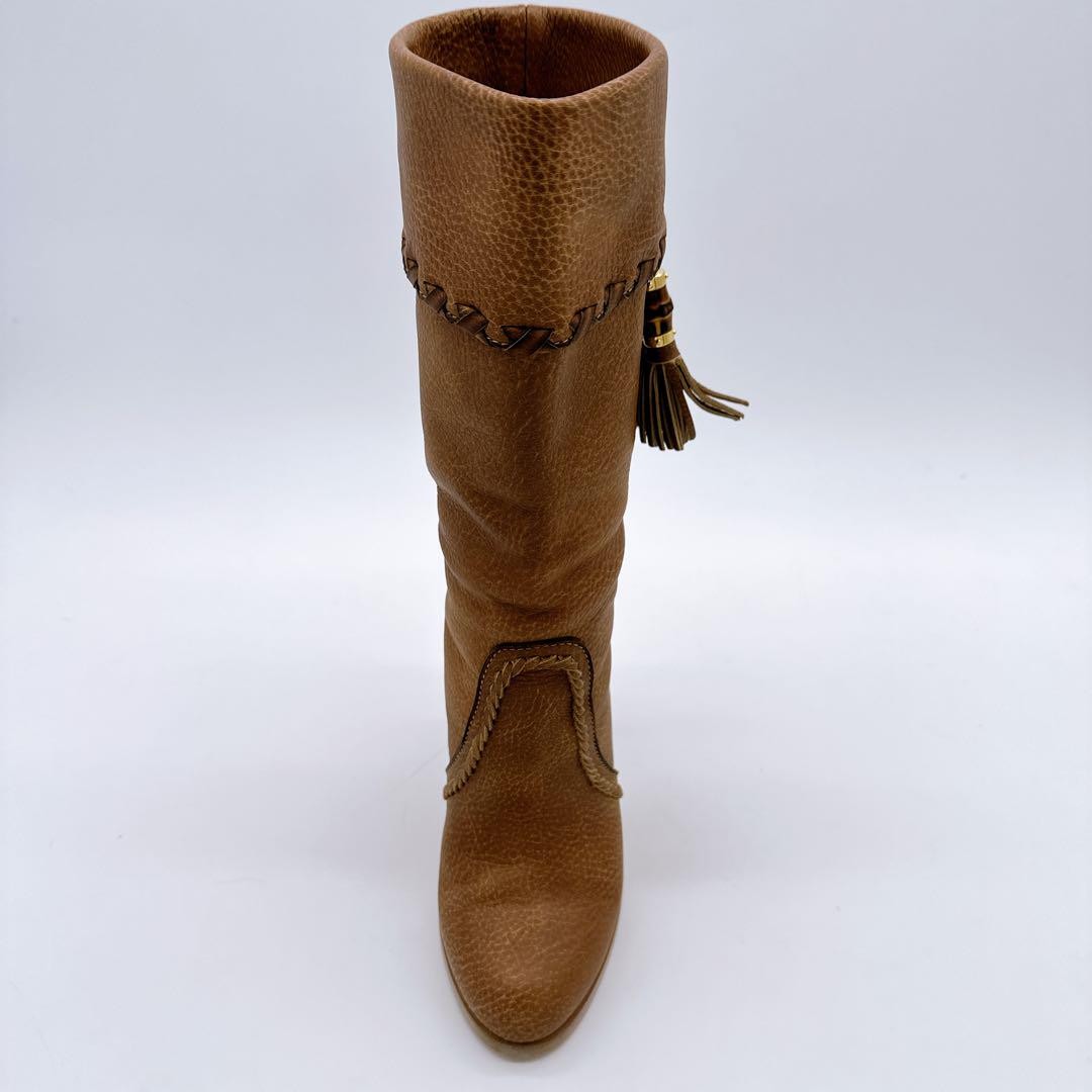 GUCCI Boots Heel Long Leather Brown EU36/US6 107363c thumbnail 12