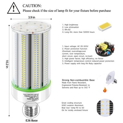 Commercial Grade 100W LED Corn Bulbs, 5000K, 14000lm, 2-Pack