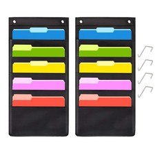 Hanging Wall File Folder Organizer Storage Pocket Chart with 5 Pocket for Ass...