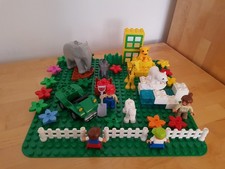 (D16) Lego Duplo grande zoo su piastra di costruzione personaggi animali