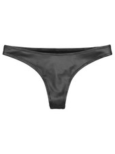 Womens Latex Rubber Low Rise G-String Thong Micro Mini Underwear Black Large