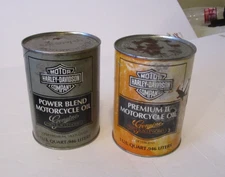 2 Full Vintage Cans Harley-Davidson Motorcycle Oil Fiber Cans