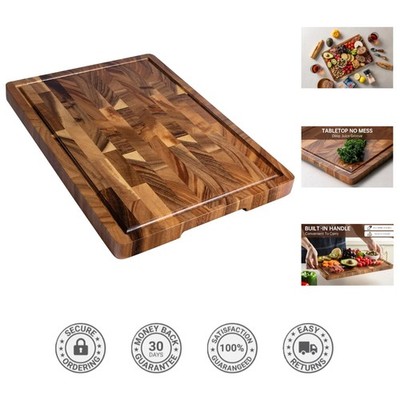 Luxury Walnut Cutting Board - 16.5  End Grain Chopping Board with Juice Groove
