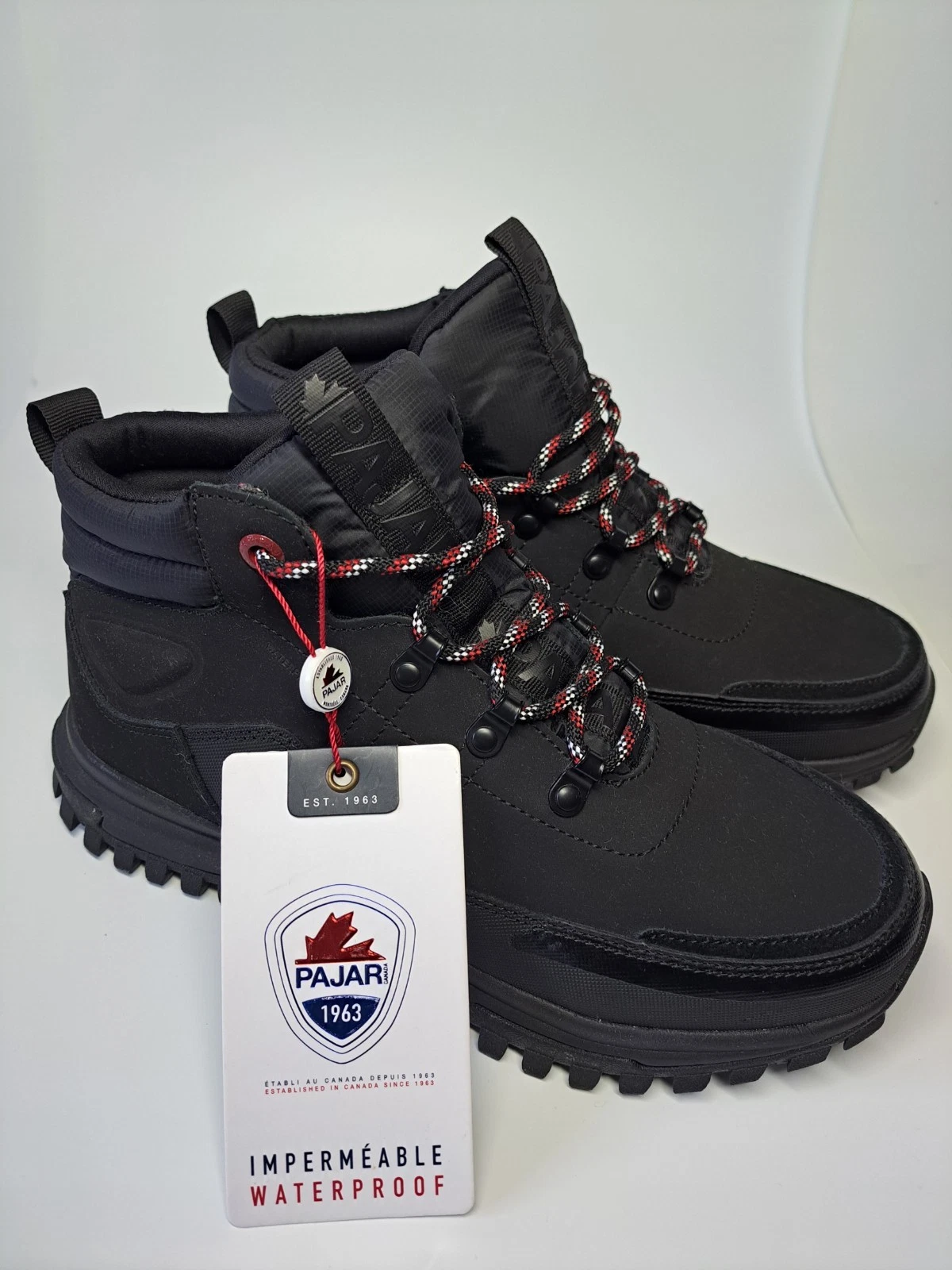 PAJAR Men's Front Lace Black Nubuck Winter Boots. EU 41 Mens 8-8.5 US New