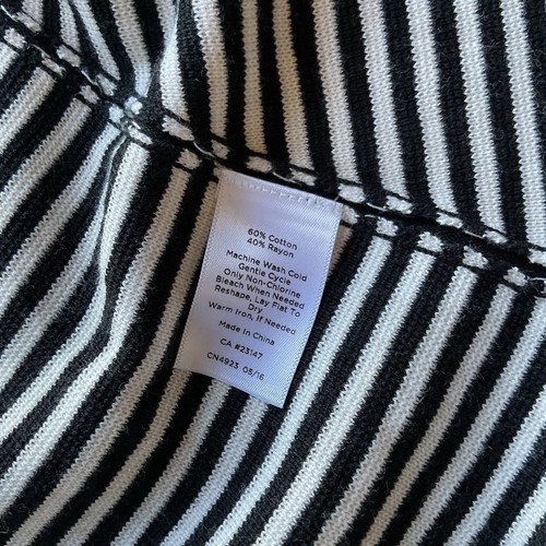 TALBOTS Black White Striped Open Cardigan Drop Shoulder Women’s Oversized 1XL - Picture 8 of 10