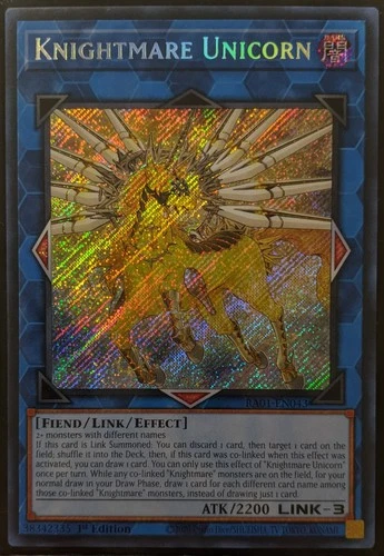 YuGiOh Knightmare Unicorn Secret Rare 1st Edition RA01-EN043