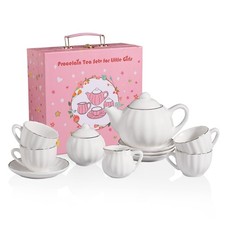Porcelain Toy Tea Sets British Royal Series, Vintage Style Tea Set for Childr...