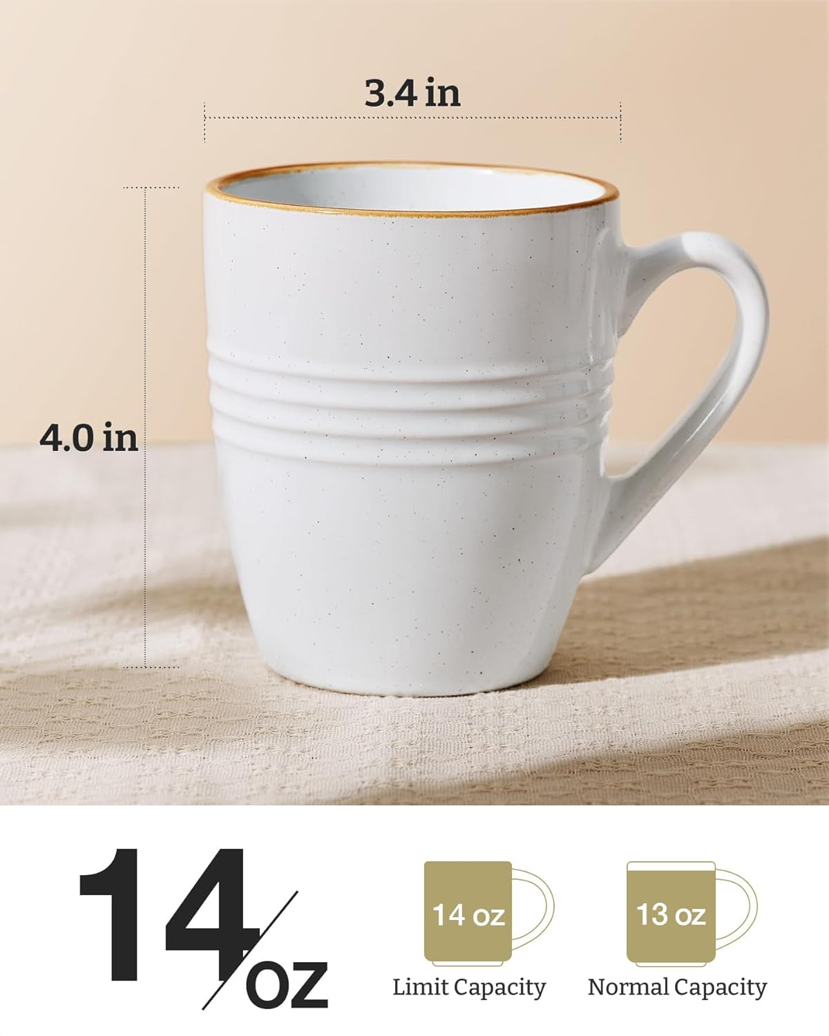 Famiware Jupiter Coffee Mugs Set of 4, 14 OZ Coffee Mug, Microwave and Dishwashe