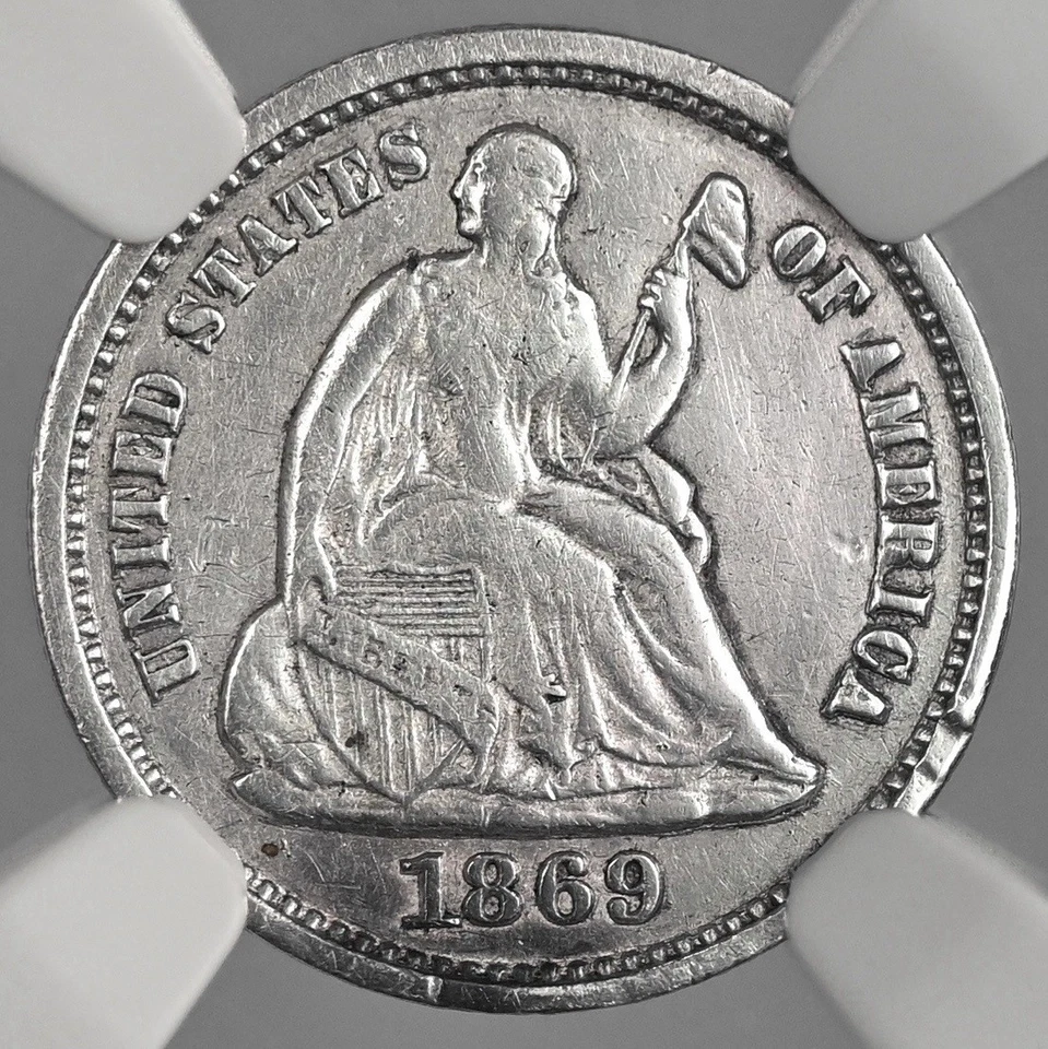 1869-S  H10C LIBERTY SEATED HALF DIME  NGC XF DETAILS "DAMAGED" #8404749-035 - Image 2 of 4