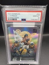 C.J. STROUD PSA 10 2023 PANINI DONRUSS #D-2 ROOKIE DOWNTOWN! PRIZM SSP RC