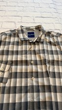 Tommy Bahama Men s XL Gray Button Up Checkered Pattern Cotton Long Sleeve Shirt