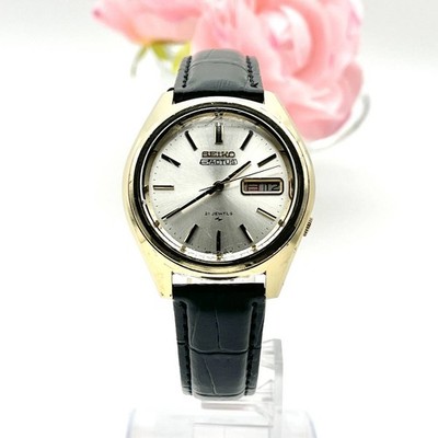 SEIKO 5 Actus Automatic 21J Day-Date Silver Vintage Mens Watch Japan