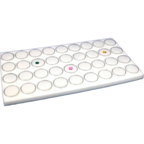 36 White Foam Gem Jars Gemstone Storage Display Tray Insert