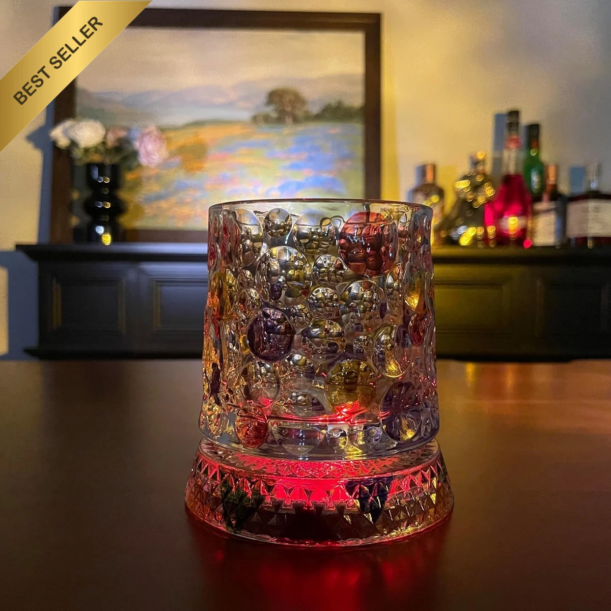 Rotating Whiskey Glass with Detachable Base, 270Ml Crystal Whisky Tumbler, Vinta