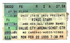 Ringo Starr 2/22/99 Columbus OH Value City Arena Rare Ticket Stub The Beatles