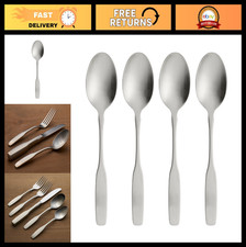 18/10 Stainless Steel Dinner Spoons Set for 4  Satin Finish Flatware  6.8  Cut
