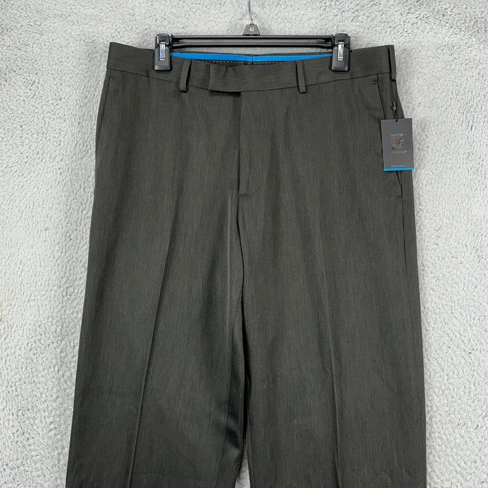 Pantalones de vestir Axist Ultra Series para hombre 34X32 negros delanteros planos bolsillos rectos NUEVO Foto 2 de 4
