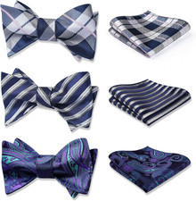 Men's Self-Tie Bow tie 3pcs Mixed Bow Ties for Men and Pocket Square Set Clas...
