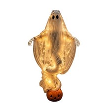 51 Inch Lighted Halloween Ghost Pumpkin Yard Lamp LED Outdoor Decor Stake