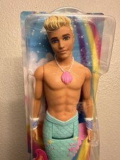 Barbie Dreamtopia Merman Ken Mermaid Doll Blonde Hair Rainbow Tail Mattel 2018