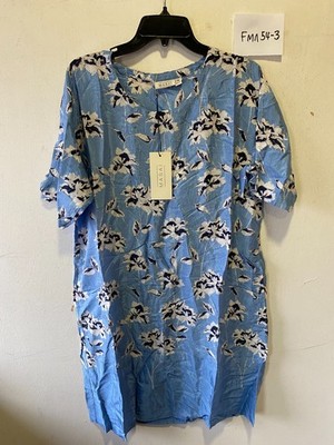 MASAI Netta Seiden Shift Kleid Mit Taillenbändern In Blumigem Blau (FMN54-3)
