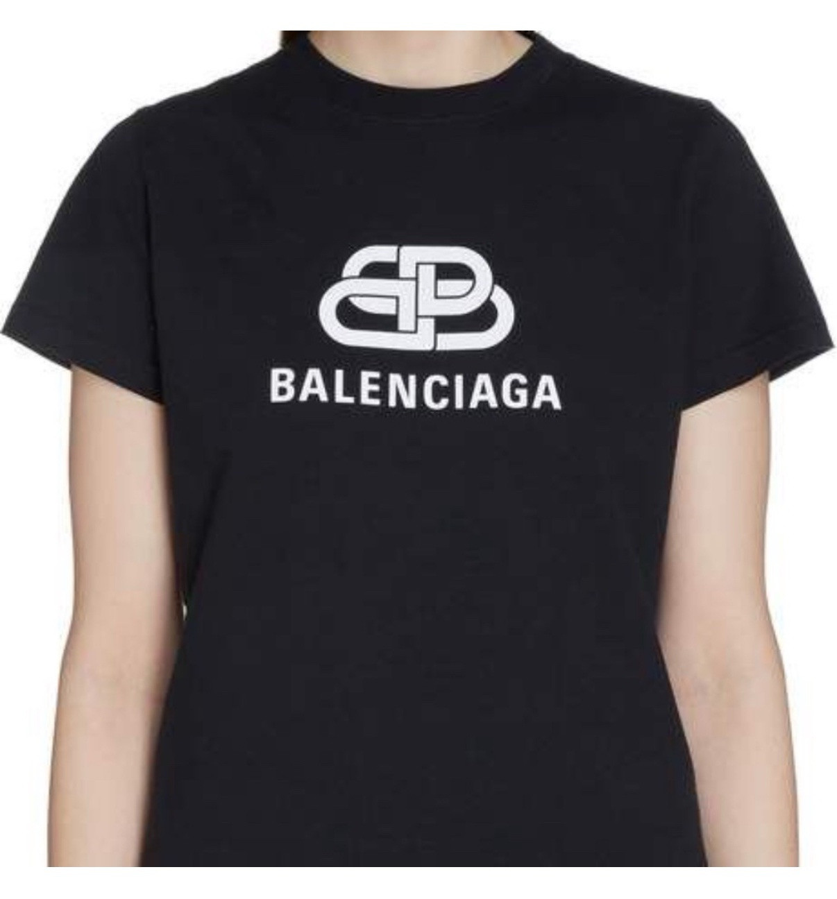 Balenciaga Interlock Bb Logo Tee In Black/white Size S