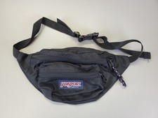 Vintage JANSPORT Black Fanny Pack Waist Travel Utility Bag Made in USA