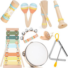 Baby Musical Instruments Set Wooden Montessori Toys for Toddlers 1-3 Percussion