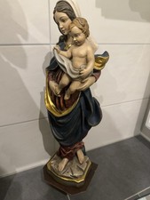 Statue Maria Madonna m. Kind Holz, handgeschnitzt+handbemalt, Blattgold 60cm