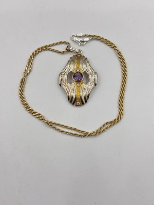 Vintage italienischer Designer-Anhänger aus 925er Silber mit vergold Silberkette